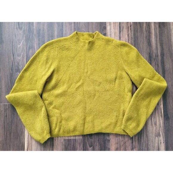 Banana Republic Sweaters - Banana Republic Mustard Wool Blend Mock Neck Crop Sweater Sz S